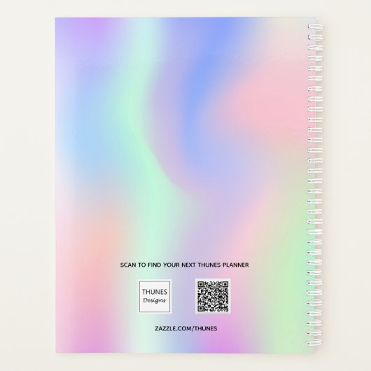 Holografische roze paarse foto afspraken planner (Achterkant)