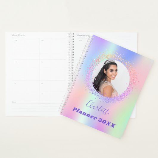 Holografische roze paarse foto afspraken planner (Display)