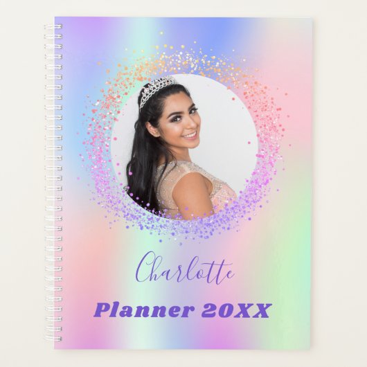 Holografische roze paarse foto afspraken planner (Voorkant)