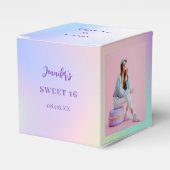 Holografische roze paarse foto dank u bedankdoosjes (Voorkant Zijde)