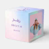 Holografische roze paarse foto dank u bedankdoosjes (Achterkant)