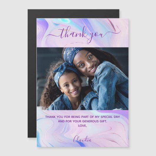 Holografische roze paarse foto dank u magneet (Voorkant / Achterkant)