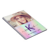 Holografische roze paarse fotonaam script notitieboek (Rechterzijde)