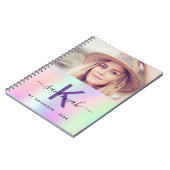 Holografische roze paarse fotonaam script notitieboek (Linkerzijde)