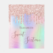 Holografische roze paarse glitter druppels Sweet 1 Fleece Deken (Voorkant)