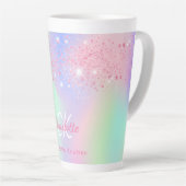 Holografische roze paarse glitter mint naam latte mok (Rechterhoek)