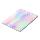 Holografische roze paarse glitter naam notitieblok (Linkerzijde)