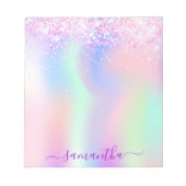 Holografische roze paarse glitter naam notitieblok (Voorkant)