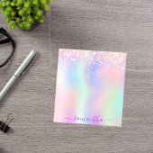 Holografische roze paarse glitter naam notitieblok