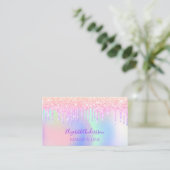 Holografische roze paarse make-up haar qr code visitekaartje (Staand voorkant)