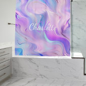 Holografische roze paarse monogram initialen naam douchegordijn