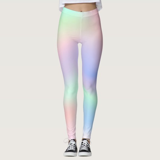 Holografische roze paarse munt leggings (Voorkant)