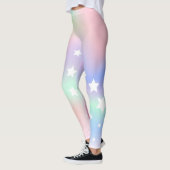 Holografische roze paarse muntsterren leggings (Links)