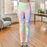 Holografische roze paarse muntsterren leggings<br><div class="desc">Holografisch,  roze,  paarse en muntgroen. Versierd met witte sterren.</div>