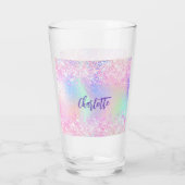Holografische roze paarse naam glas (Achterkant)