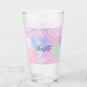 Holografische roze paarse naam glas (Voorkant)