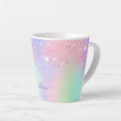 Holografische roze paarse naam latte mok (Rechterhoek)