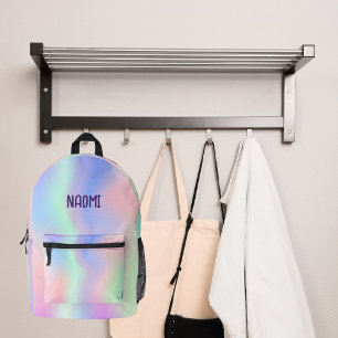 Holografische roze paarse naam meisje bedrukte rugzak