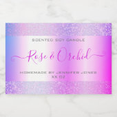 Holografische Roze Paarse Ombre Glitter Verpakking Voedselcontainer Etiket (Enkel label)