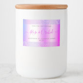 Holografische Roze Paarse Ombre Glitter Verpakking Voedselcontainer Etiket (Voorkant)