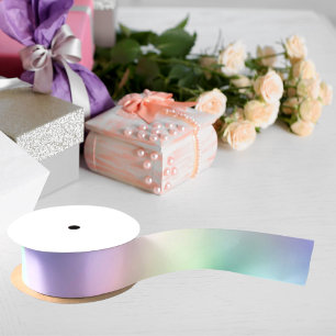 Holografische roze paarse regenboogkleur satijnen lint