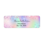 Holografische roze paarse sparkles retouradres etiket (Voorkant)