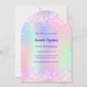 Holografische roze paarse verjaardagsboog kaart (Voorkant)