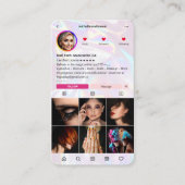 Holografische Roze Parel Instagram Modern Visitekaartje (Voorkant)