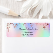 Holografische roze sterren retouradres etiket (Insitu)
