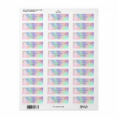 Holografische roze sterren retouradres etiket (Full Sheet)
