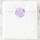 Holografische Roze Vrolijke Kerstmis van Naam Girl Ronde Sticker (Tas)