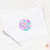 Holografische Roze Vrolijke Kerstmis van Naam Girl Ronde Sticker (Envelop)