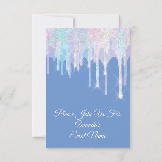 Holografische schijven Unicorn roze blauw Quincean Kaart (Achterkant)