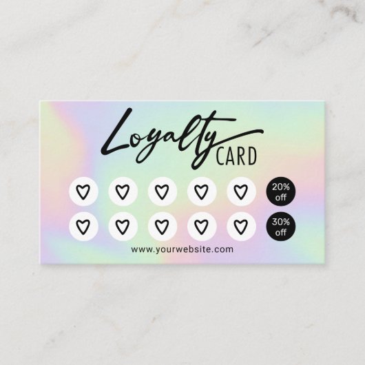 Holografische schoonheid Salon & Spa Cute Hearts L Klantenkaartje (Voorkant)