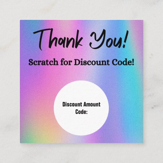 Holografische Scratch-Off Korting Kaarten Vierkante Visitekaartje (Achterkant)