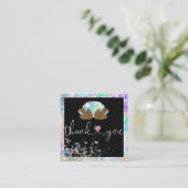 holografische script hart dank je voor je bestelli vierkante visitekaartje (Staand voorkant)