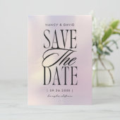 Holografische script typografie trouwen save the date (Staand voorkant)
