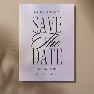 Holografische script typografie trouwen save the date