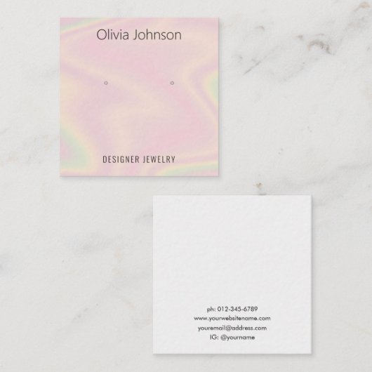 Holografische sieraden Oorbel Display Visitekaartj Vierkante Visitekaartje (Voorkant / Achterkant)