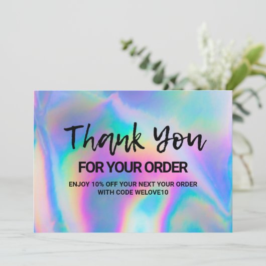 Holografische Small Business Media Insert Bedankkaart (Staand voorkant)