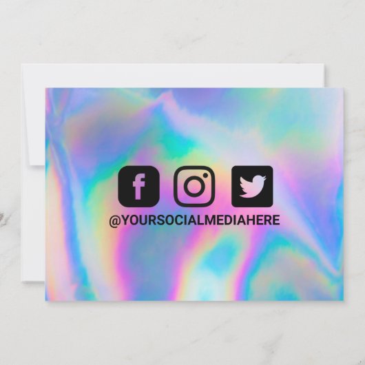 Holografische Small Business Media Insert Bedankkaart (Achterkant)