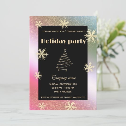 Holografische sneeuwvlokken in het bedrijfsleven kaart (Staand voorkant)