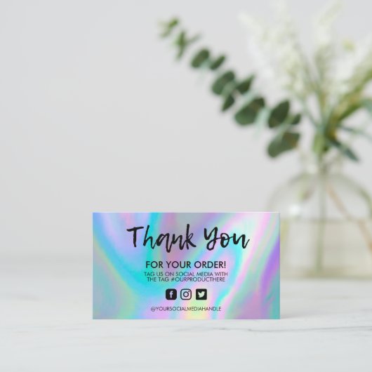 Holografische sociale media Salon Dank u Visitekaartje (Staand voorkant)