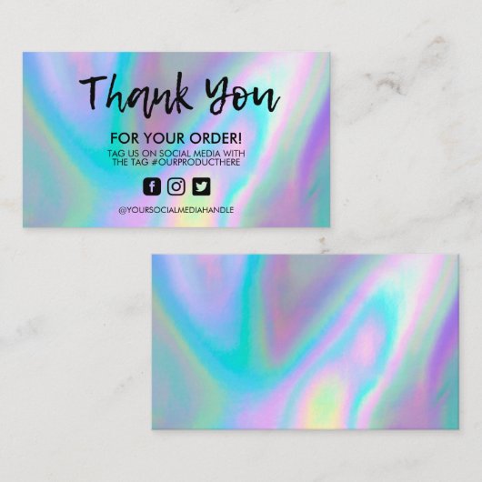 Holografische sociale media Salon Dank u Visitekaartje (Voorkant / Achterkant)