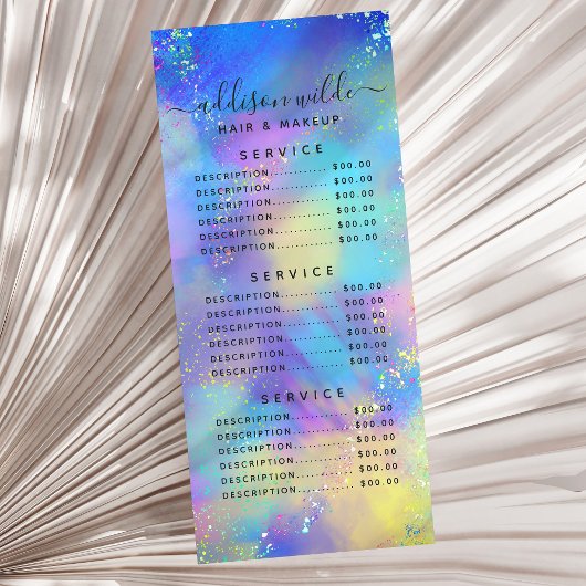 Holografische Sparkle Opal Iridescente Service Pri Reclamekaart