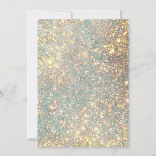 Holografische Sparkle Script Glam Glitter Bruiloft Kaart (Achterkant)