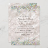 Holografische Sparkly Glitter Elegant Ivoor Bruilo Kaart (Voorkant / Achterkant)