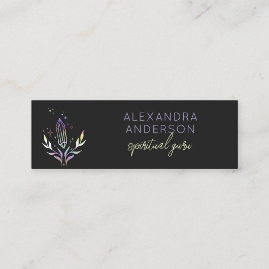 Holografische Spirituele kristallen Mystic Black Mini Visitekaartje (Voorkant)