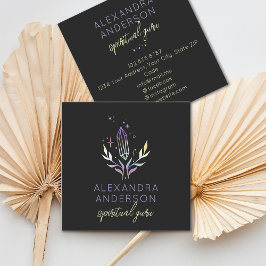 Holografische Spirituele kristallen Mystic Black Vierkante Visitekaartje