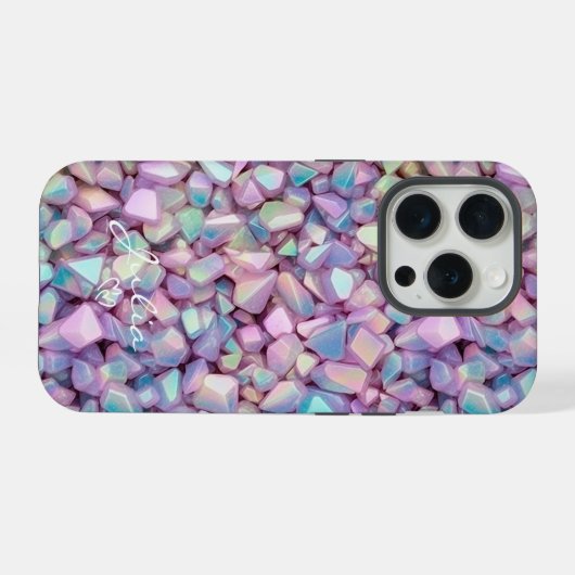 Holografische stenen patroon gepersonaliseerd iPhone hoesje (Achterkant horizontaal)